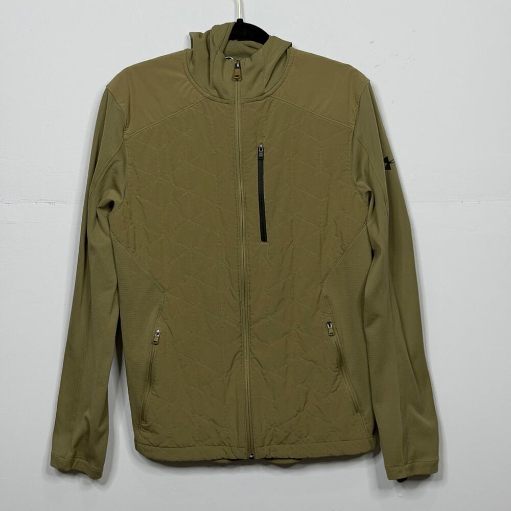 Under Armour Cold Gear green men's full zip jacket with a hoodie / Size-Medium